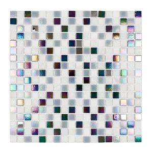 Pastilha Mesclada De Mármore, Vidro E Inox 30,5cm X 30,5cm Tiffany Glass Mosaic (placas) Branco