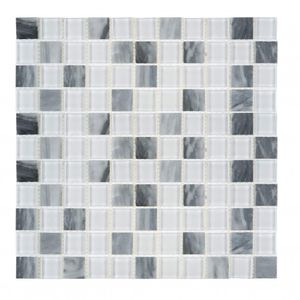 Pastilha Mesclada De Vidro E Mármore 30cm X 30cm Matisse Glass Mosaic (placas) Branco/cinza