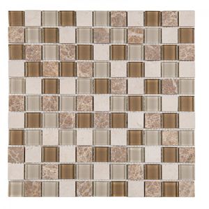 Pastilha Mesclada De Vidro E Mármore 30cm X 30cm Matisse Glass Mosaic (placas) Marrom Claro