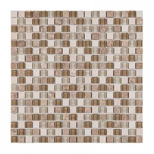Pastilha Mesclada De Vidro E Mármore 30cm X 30cm Matisse Glass Mosaic (placas) Marrom Claro