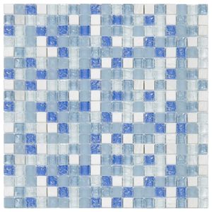 Pastilha Mesclada De Mármore E Vidro 31cm X 31cm Stone Glass Mosaic (placas) Azul