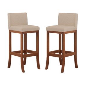 Conjunto 2 Banquetas Alta Em Madeira Maciça Berlim Ccs Interiores Pinhão