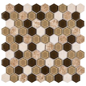 Pastilha Mesclada De Vidro E Mármore 28,1cm X 29,1cm Matisse Glass Mosaic (placas) Marrom