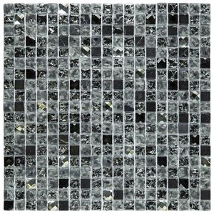 Pastilha Mesclada De Mármore E Vidro 31cm X 31cm Diamond Glass Mosaic (placas) Preto