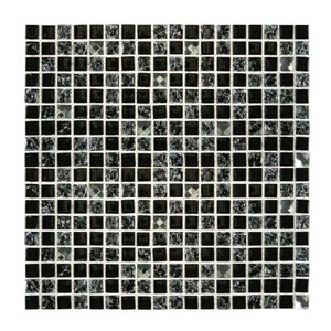 Pastilha Mesclada De Mármore E Vidro 30cm X 30cm Diamond Glass Mosaic (placas) Preto