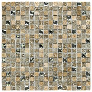 Pastilha Mesclada De Mármore E Vidro 30cm X 30cm Diamond Glass Mosaic (placas) Bege