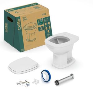 Kit Vaso Sanitário Convencional Com Assento Queda Amortecida Fit Plus Celite Cinza Prata