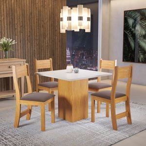 Conjunto Para Sala De Jantar Com 4 Cadeiras Merlin Viero Mel/blonde/marrom