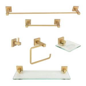 Kit De Acessórios Para Banheiro 6 Peças Inox Square Sq12201 Ducon Metais Ouro Fosco