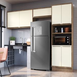 Cozinha Modulada 3 Peças 7 Portas 1 Nicho Para Forno Viena Edez Louro Freijó/argila