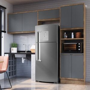 Cozinha Modulada 3 Peças 7 Portas 1 Nicho Para Forno Viena Edez Louro Freijó/cinza Grafitto