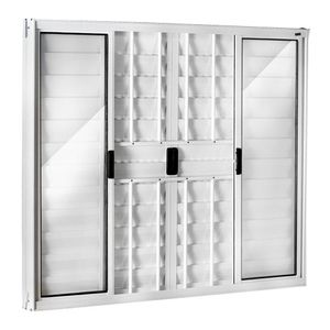 Janela Veneziana 6 Folhas Com Grade Central 100x200cm Ecosul Esquadrisul