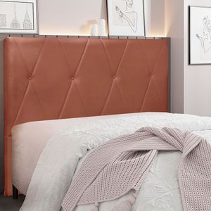 Cabeceira Solteiro 90cm Veludo Aquilla Spezzia Cobre