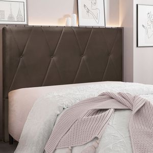 Cabeceira King 195cm Veludo Aquilla Spezzia Marrom