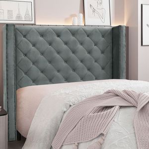 Cabeceira Casal 140cm Veludo Vicenza Spezzia Cinza