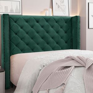 Cabeceira Solteiro 90cm Veludo Vicenza Spezzia Verde Floresta