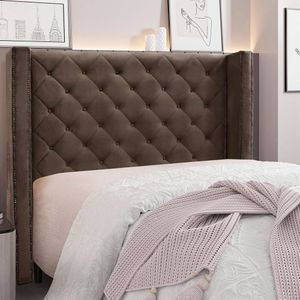 Cabeceira Solteiro 90cm Veludo Vicenza Spezzia Marrom