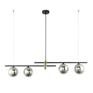 Pendente 98x23x16,5cm 4 Lâmpadas G9 100w Bambu Bella Iluminação Preto