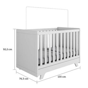 Conjunto Para Quarto De Bebê Com Cômoda E Berço Retrô Móveis Peroba Branco Brilho