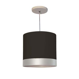 Luminária De Teto Pendente Preto/Faixa Prata