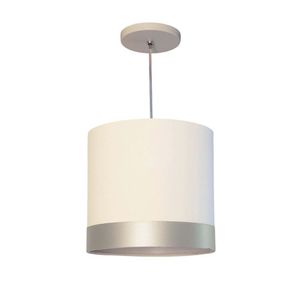 Luminária De Teto Pendente Branco/Faixa Prata
