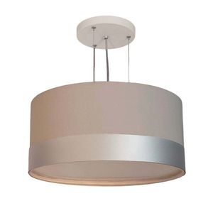 Luminária De Teto Pendente Cinza/Faixa Prata