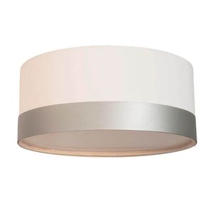 Luminária De Teto Plafon De Sobrepor Branco/Faixa Prata