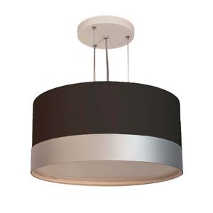 Luminária De Teto Pendente Preto/Faixa Prata