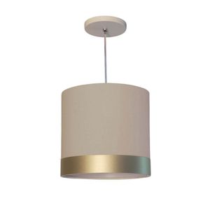 Luminária De Teto Pendente Cinza/Faixa Bronze