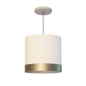 Luminária De Teto Pendente Branco/Faixa Bronze