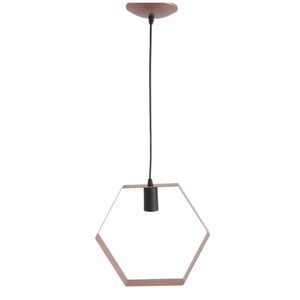 Pendente Sextavado 1 Lâmpada Emalustres Cobre