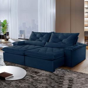 Sofá Retrátil E Reclinável 4 Lugares 220cm Diamond Super Pillow Montano Estofados Veludo Grafite
