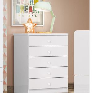 Cômoda Infantil 5 Gavetas Pique-esconde Henn Branco