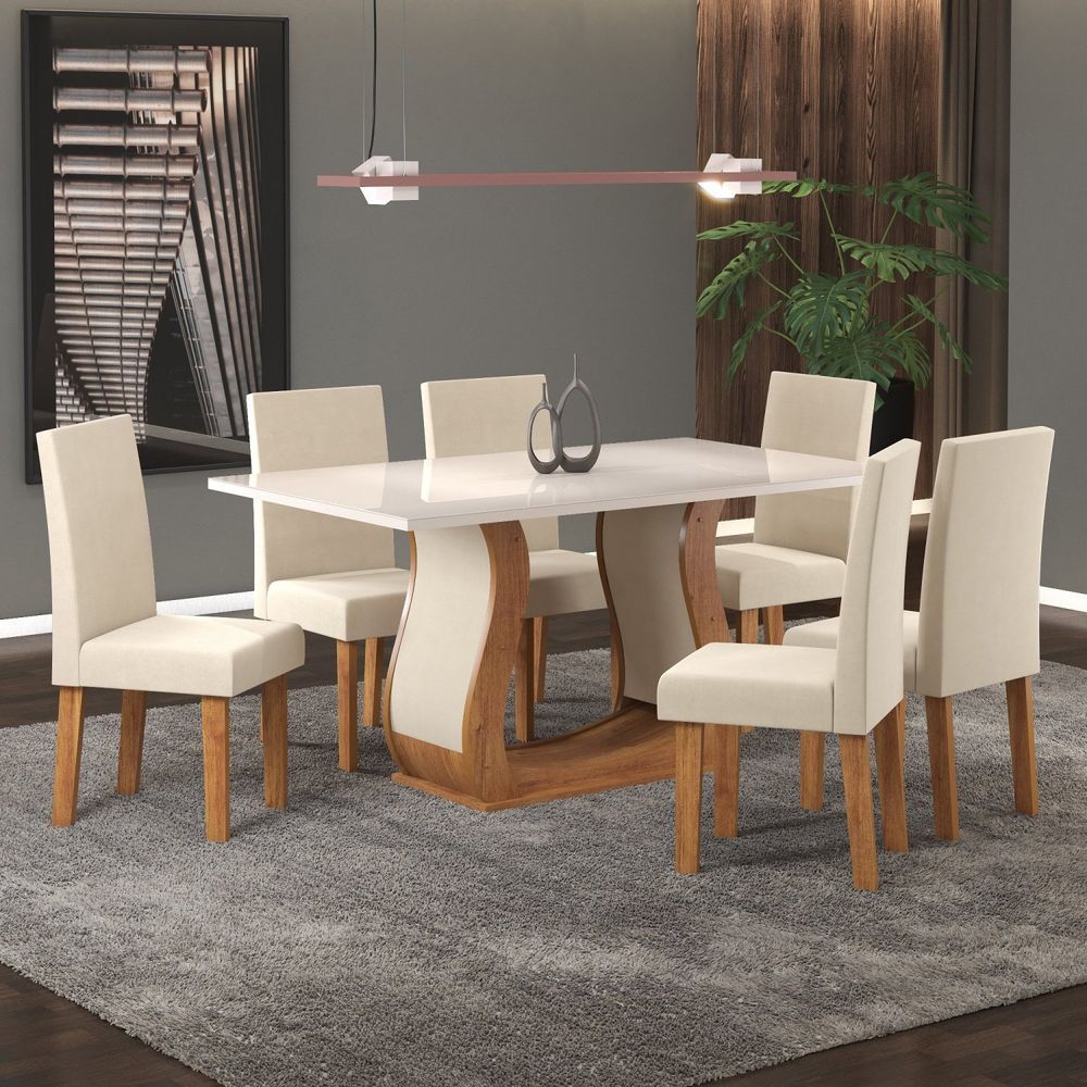 Conjunto Sala de Jantar 6 Cadeiras Kate Siena Moveis