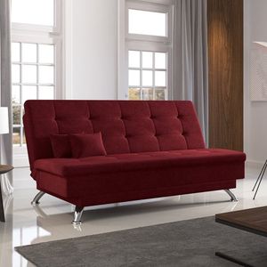 Sofá Cama 3 Lugares Firenze Móveis Digital Suede Vermelho