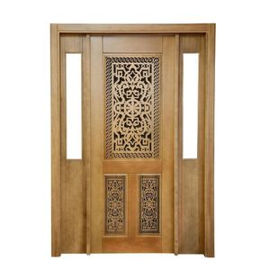 Portal Madeira Maciça Vitrô Duplo Lima Entalhada Completa 143x213x16cm Cedro Rosa Marrom