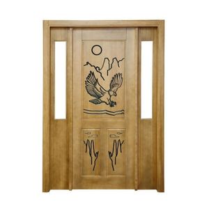 Portal Madeira Maciça Vitrô Duplo águia Entalhada Completa 143x213x16cm Cedro Rosa Madeira