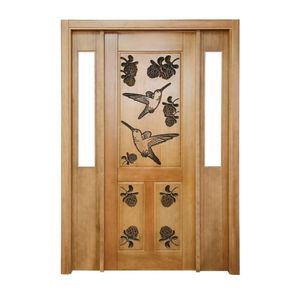 Portal Madeira Maciça Vitrô Duplo Beija Flor Real Entalhada Completa 153x213x18cm Cedro Rosa Madeira