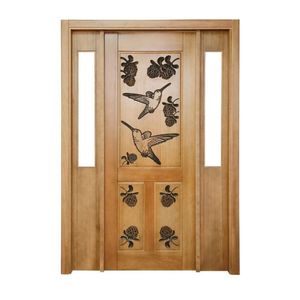 Portal Madeira Maciça Vitrô Duplo Beija Flor Real Entalhada Completa 143x213x14cm Cedro Rosa Madeira