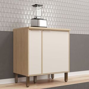 Balcão Para Cozinha 80cm Com Porta Condimentos Karine Móveis Sul Carvalho/off White