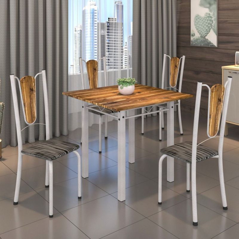 Conjunto Mesa de Jantar TALIA PREMIUM com 4 Cadeiras Estofadas ISABELA