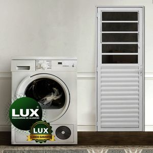 Porta Basculante 210x90cm Abertura Lado Esquerdo Linha 25 Plus Lux Esquadrias Branco