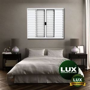 Janela Veneziana Abertura Esquerda 6 Folhas 120x150cm Sem Grade Plus Lux Esquadrias Branco