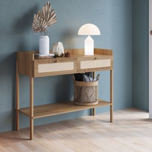 Aparador 2 Gavetas 103cm Palhinha Pé Madeira Oslo Artesano Hanover