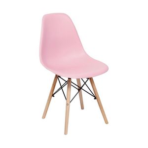 Cadeira Eames Polipropileno Base Madeira Flórida Fratini Rosa