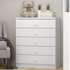 Cômoda Infantil 5 Gavetas Lápis De Cor Espresso Móveis Branco