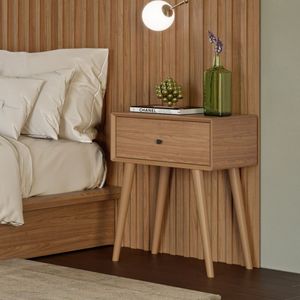 Mesa De Cabeceira Com 01 Gaveta Retrô 67X50Cm Nature Dalla Costa Freijó/Madeirado