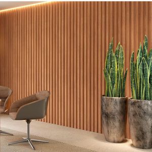 Painel Ripado 250X134Cm Nature Pradel Móveis Freijó/Madeirado