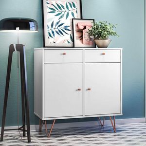 Aparador Retro 2 Portas 2 Gavetas Onix Olivar Branco