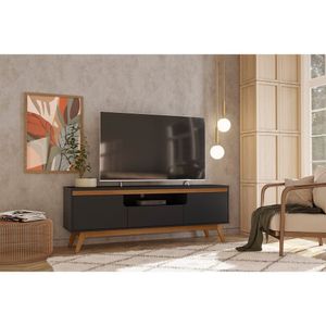 Rack Para Tv Até 55 Polegadas 57X162Cm Retro Rio Olivar Preto Ac